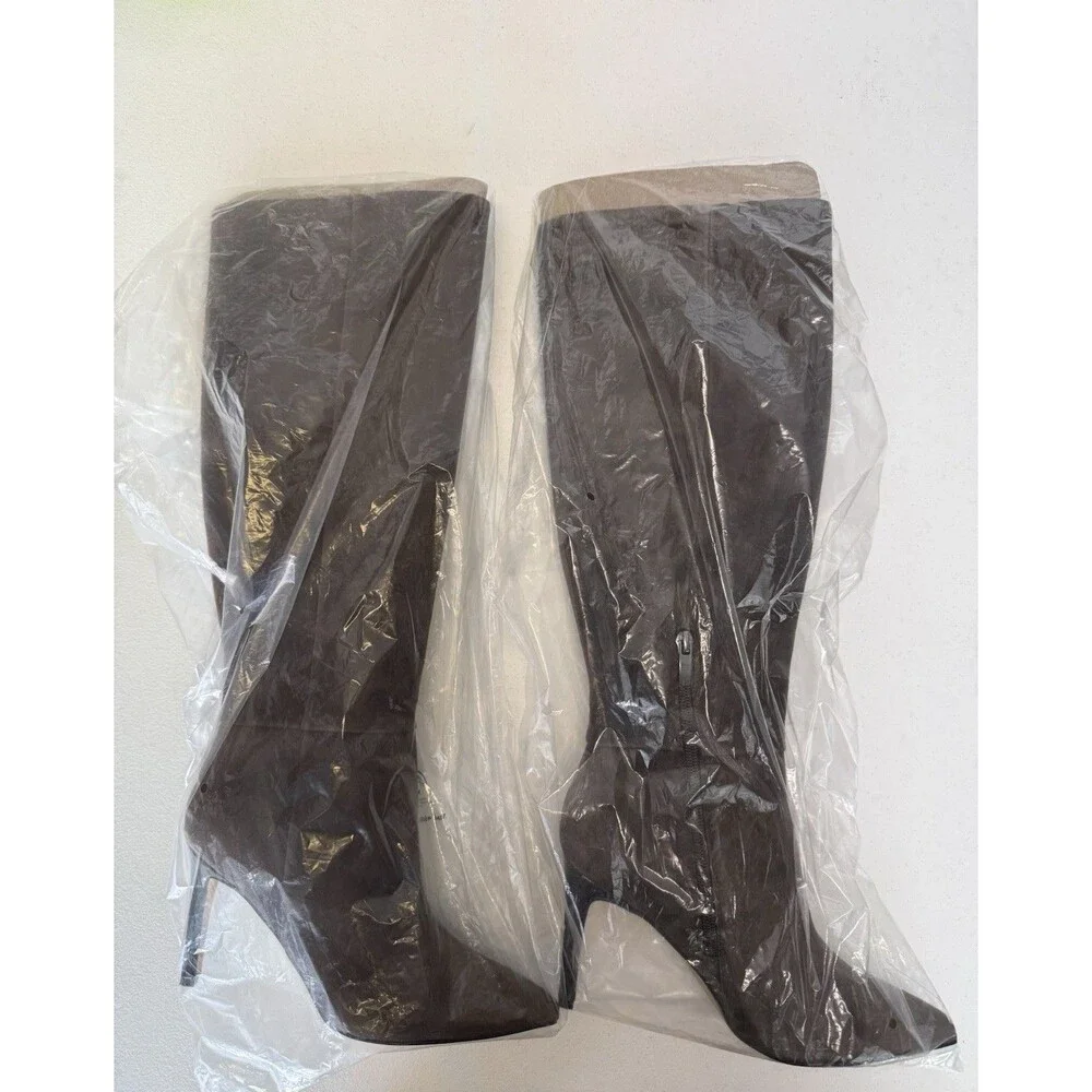 Nine West Richy Women's Knee High Boots Size 7 Dark Brown Suede Stiletto Heel
